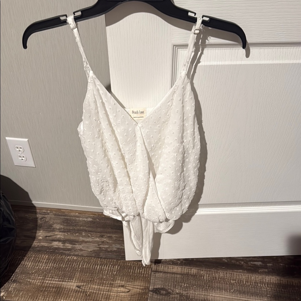 Peach Love California Cream Sleeveless Tie Front Camisole